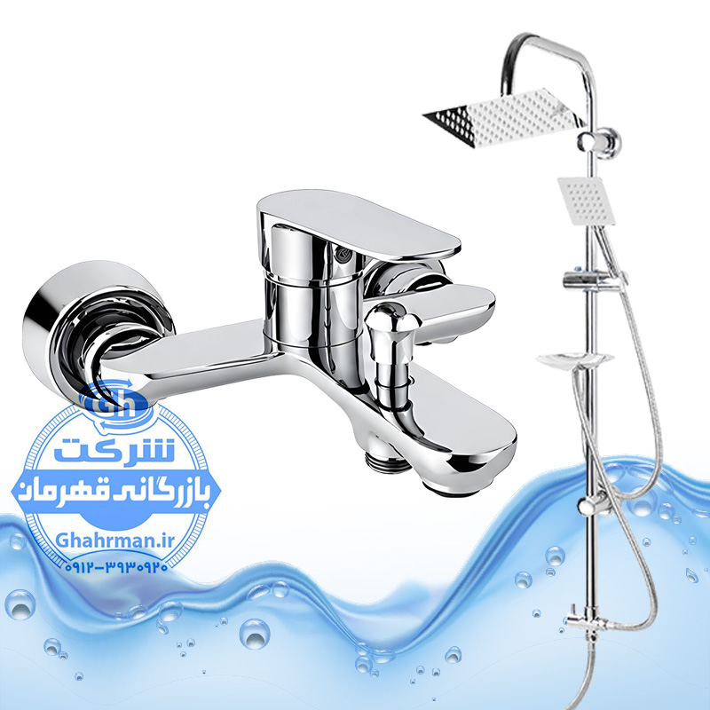 ست ۲ عددی دوش حمام با علم یونیورست مدل صفحه استیل و شیر مدل ونتو | کروم براق ( استیل براق ) | شیرآلات برند آیدا صنعت
